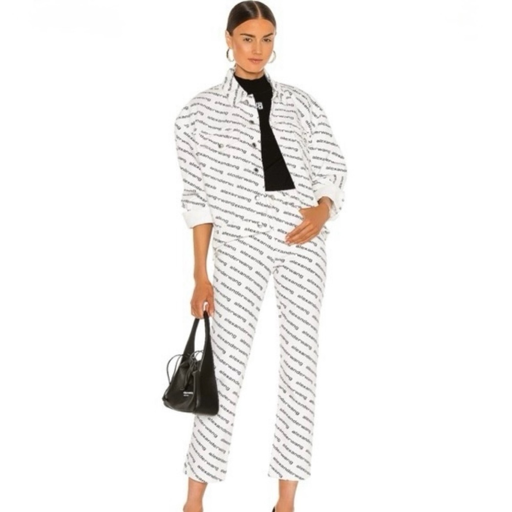 Alexander Wang White Logo Straight Leg Pants